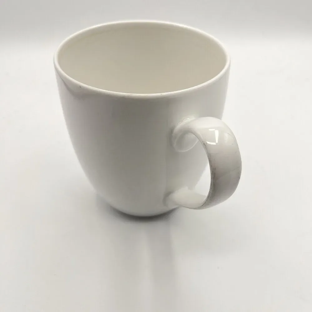Crate & Barrel Mug White Porcelain Handled 4